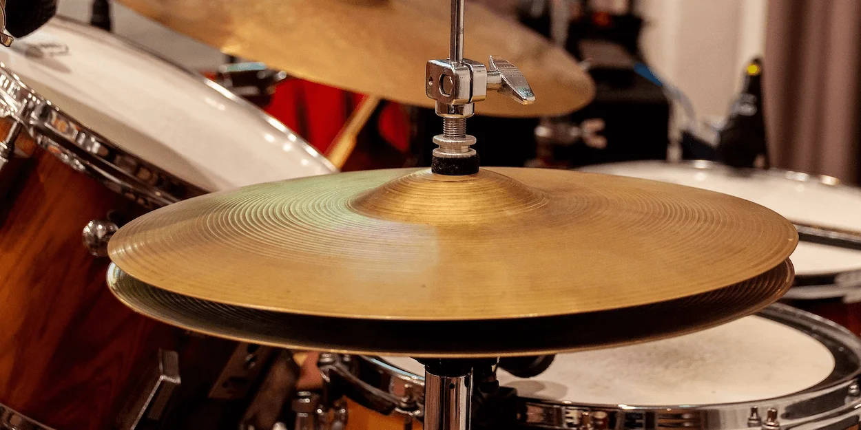 hi-hat stand with cymbals